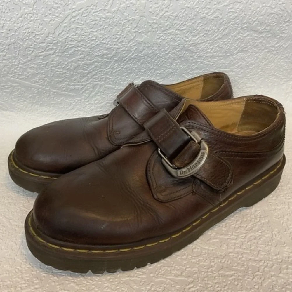 Vintage Dr. Martens 8314 Brown Monk Strap‎ Chunky Shoes Men 11M China Leather